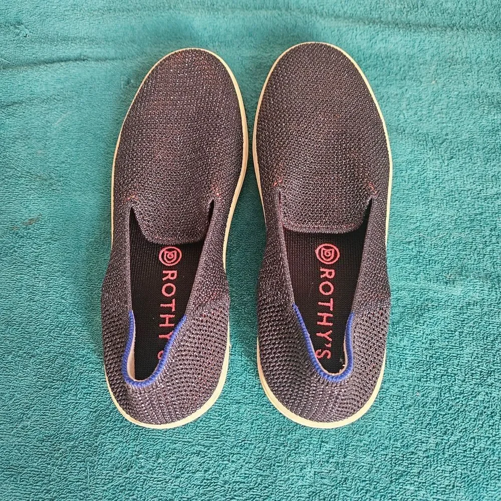 Rothy’s The Sneaker Slip On Galaxy Metallic Navy Sparkle Blue Halo Size 8.5W